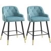 Homcom Chaises Et Tabourets De Bar Lot De 2 Tabourets De Bar Design Chesterfield Effet Capitonné Bleu -Bancs Soldes lot de 2 tabourets de bar design chesterfield effet capitonne bleu