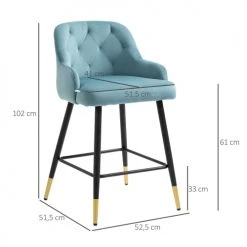 Homcom Chaises Et Tabourets De Bar Lot De 2 Tabourets De Bar Design Chesterfield Effet Capitonné Bleu -Bancs Soldes lot de 2 tabourets de bar design chesterfield effet capitonne bleu 2