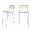 Zuiver Chaises Et Tabourets De Bar Lot De 2 Tabourets De Bar En Cannage 77cm Gris Clair -Bancs Soldes lot de 2 tabourets de bar en cannage 77cm gris clair