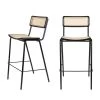Zuiver Chaises Et Tabourets De Bar Lot De 2 Tabourets De Bar En Cannage 77cm Noir -Bancs Soldes lot de 2 tabourets de bar en cannage 77cm noir