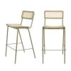 Zuiver Chaises Et Tabourets De Bar Lot De 2 Tabourets De Bar En Cannage 77cm Vert De Gris