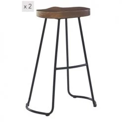 Nordlys Chaises Et Tabourets De Bar Lot De 2 Tabourets De Bar En Métal Et Frêne Marron