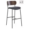 Nordlys Chaises Et Tabourets De Bar Lot De 2 Tabourets De Bar En Métal Et Frêne Simili Cuir -Bancs Soldes lot de 2 tabourets de bar en metal et frene simili cuir