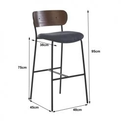 Nordlys Chaises Et Tabourets De Bar Lot De 2 Tabourets De Bar En Métal Et Frêne Simili Cuir -Bancs Soldes lot de 2 tabourets de bar en metal et frene simili cuir 4