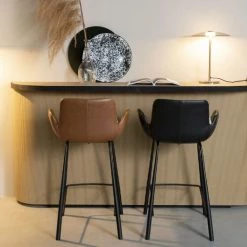 Zuiver Chaises Et Tabourets De Bar Lot De 2 Tabourets De Bar En Métal Et Simili 67,5cm Noir -Bancs Soldes lot de 2 tabourets de bar en metal et simili 67 5cm noir 2