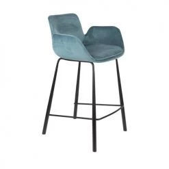 Zuiver Chaises Et Tabourets De Bar Lot De 2 Tabourets De Bar En Métal Et Velours 67,5cm Bleu -Bancs Soldes lot de 2 tabourets de bar en metal et velours 67 5cm bleu 2