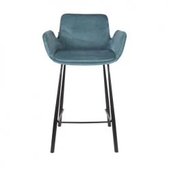 Zuiver Chaises Et Tabourets De Bar Lot De 2 Tabourets De Bar En Métal Et Velours 67,5cm Bleu -Bancs Soldes lot de 2 tabourets de bar en metal et velours 67 5cm bleu 3