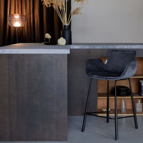 Zuiver Chaises Et Tabourets De Bar Lot De 2 Tabourets De Bar En Métal Et Velours 67,5cm Gris 4 Zuiver Chaises Et Tabourets De Bar Lot De 2 Tabourets De Bar En Métal Et Velours 67,5cm Gris – Image 2