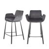 Zuiver Chaises Et Tabourets De Bar Lot De 2 Tabourets De Bar En Métal Et Velours 67,5cm Gris -Bancs Soldes lot de 2 tabourets de bar en metal et velours 67 5cm gris