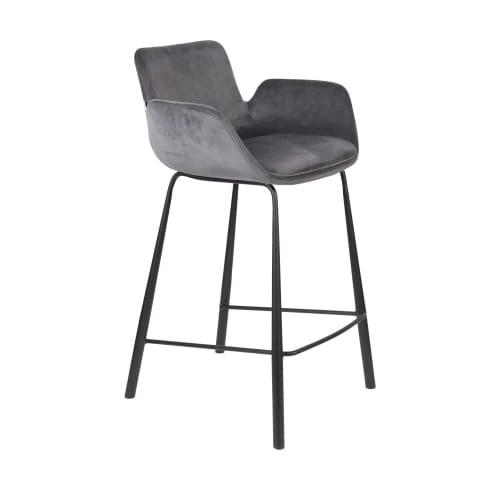 Zuiver Chaises Et Tabourets De Bar Lot De 2 Tabourets De Bar En Métal Et Velours 67,5cm Gris 6 Zuiver Chaises Et Tabourets De Bar Lot De 2 Tabourets De Bar En Métal Et Velours 67,5cm Gris – Image 4