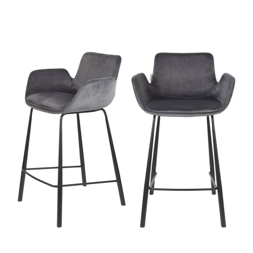 Zuiver Chaises Et Tabourets De Bar Lot De 2 Tabourets De Bar En Métal Et Velours 67,5cm Gris 3 Zuiver Chaises Et Tabourets De Bar Lot De 2 Tabourets De Bar En Métal Et Velours 67,5cm Gris
