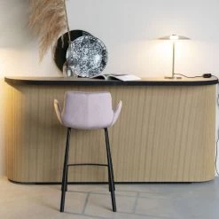 Zuiver Chaises Et Tabourets De Bar Lot De 2 Tabourets De Bar En Métal Et Velours 67,5cm Rose -Bancs Soldes lot de 2 tabourets de bar en metal et velours 67 5cm rose 2