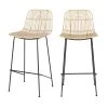 Drawer Chaises Et Tabourets De Bar Lot De 2 Tabourets De Bar En Rotin 67cm -Bancs Soldes lot de 2 tabourets de bar en rotin 67cm