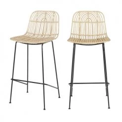 Drawer Chaises Et Tabourets De Bar Lot De 2 Tabourets De Bar En Rotin 67cm
