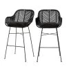 Drawer Chaises Et Tabourets De Bar Lot De 2 Tabourets De Bar En Rotin 68cm Noir -Bancs Soldes lot de 2 tabourets de bar en rotin 68cm noir