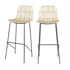 Drawer Chaises Et Tabourets De Bar Lot De 2 Tabourets De Bar En Rotin 75cm