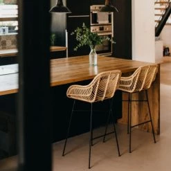 Bancs Soldes -Bancs Soldes lot de 2 tabourets de bar en rotin 76cm 1