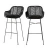 Drawer Chaises Et Tabourets De Bar Lot De 2 Tabourets De Bar En Rotin 76cm Noir -Bancs Soldes lot de 2 tabourets de bar en rotin 76cm noir