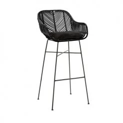 Drawer Chaises Et Tabourets De Bar Lot De 2 Tabourets De Bar En Rotin 76cm Noir -Bancs Soldes lot de 2 tabourets de bar en rotin 76cm noir 2