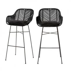 Drawer Chaises Et Tabourets De Bar Lot De 2 Tabourets De Bar En Rotin 76cm Noir