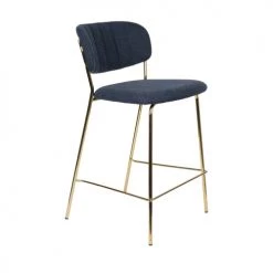 Drawer Chaises Et Tabourets De Bar Lot De 2 Tabourets De Bar En Tissu Avec Pieds Dorés Bleu Foncé -Bancs Soldes lot de 2 tabourets de bar en tissu avec pieds dores bleu fonce 3