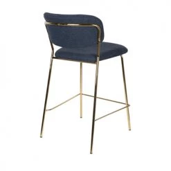Drawer Chaises Et Tabourets De Bar Lot De 2 Tabourets De Bar En Tissu Avec Pieds Dorés Bleu Foncé -Bancs Soldes lot de 2 tabourets de bar en tissu avec pieds dores bleu fonce 5