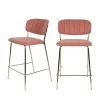 Drawer Chaises Et Tabourets De Bar Lot De 2 Tabourets De Bar En Tissu Avec Pieds Dorés Rose -Bancs Soldes lot de 2 tabourets de bar en tissu avec pieds dores rose