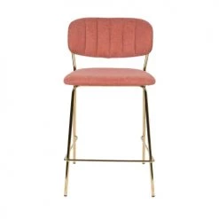 Drawer Chaises Et Tabourets De Bar Lot De 2 Tabourets De Bar En Tissu Avec Pieds Dorés Rose -Bancs Soldes lot de 2 tabourets de bar en tissu avec pieds dores rose 2