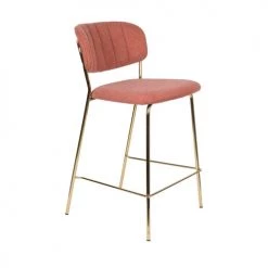Drawer Chaises Et Tabourets De Bar Lot De 2 Tabourets De Bar En Tissu Avec Pieds Dorés Rose -Bancs Soldes lot de 2 tabourets de bar en tissu avec pieds dores rose 3