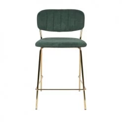 Drawer Chaises Et Tabourets De Bar Lot De 2 Tabourets De Bar En Tissu Avec Pieds Dorés Vert -Bancs Soldes lot de 2 tabourets de bar en tissu avec pieds dores vert 3