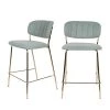 Drawer Chaises Et Tabourets De Bar Lot De 2 Tabourets De Bar En Tissu Avec Pieds Dorés Vert De Gris