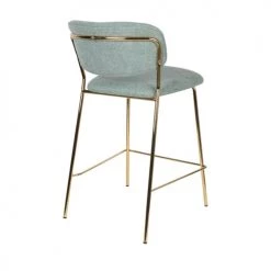 Drawer Chaises Et Tabourets De Bar Lot De 2 Tabourets De Bar En Tissu Avec Pieds Dorés Vert De Gris -Bancs Soldes lot de 2 tabourets de bar en tissu avec pieds dores vert de gris 5