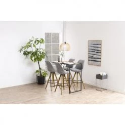 Toilinux Chaises Et Tabourets De Bar Lot De 2 Tabourets De Bar En Tissu Et Bois D'hévéa Gris -Bancs Soldes lot de 2 tabourets de bar en tissu et bois d hevea gris 1