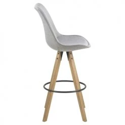 Toilinux Chaises Et Tabourets De Bar Lot De 2 Tabourets De Bar En Tissu Et Bois D'hévéa Gris -Bancs Soldes lot de 2 tabourets de bar en tissu et bois d hevea gris 2