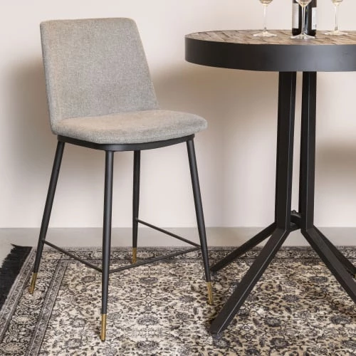 Drawer Chaises Et Tabourets De Bar Lot De 2 Tabourets De Bar En Tissu Et Métal 65cm Gris 4 Drawer Chaises Et Tabourets De Bar Lot De 2 Tabourets De Bar En Tissu Et Métal 65cm Gris – Image 2