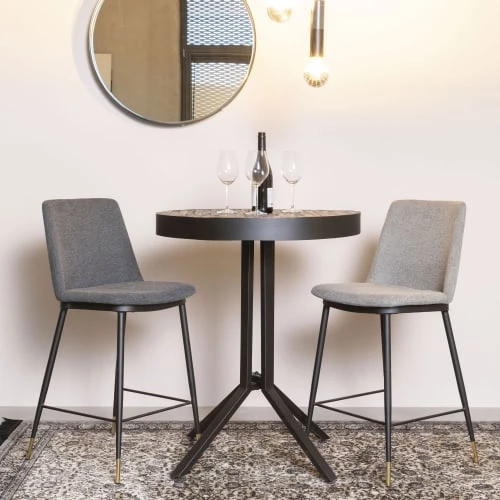 Drawer Chaises Et Tabourets De Bar Lot De 2 Tabourets De Bar En Tissu Et Métal 65cm Gris 5 Drawer Chaises Et Tabourets De Bar Lot De 2 Tabourets De Bar En Tissu Et Métal 65cm Gris – Image 3