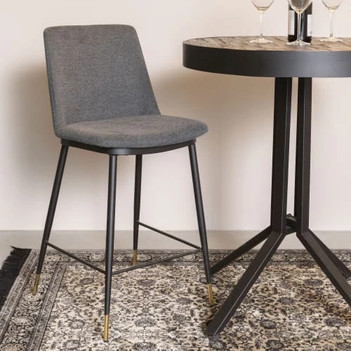 Drawer Chaises Et Tabourets De Bar Lot De 2 Tabourets De Bar En Tissu Et Métal 65cm Gris Foncé 4 Drawer Chaises Et Tabourets De Bar Lot De 2 Tabourets De Bar En Tissu Et Métal 65cm Gris Foncé – Image 2