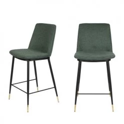 Drawer Chaises Et Tabourets De Bar Lot De 2 Tabourets De Bar En Tissu Et Métal 65cm Vert