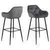 Toilinux Chaises Et Tabourets De Bar Lot De 2 Tabourets De Bar En Tissu Et Métal Gris -Bancs Soldes lot de 2 tabourets de bar en tissu et metal gris