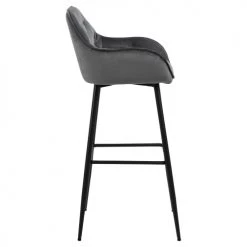Toilinux Chaises Et Tabourets De Bar Lot De 2 Tabourets De Bar En Tissu Et Métal Gris -Bancs Soldes lot de 2 tabourets de bar en tissu et metal gris 2
