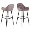 Toilinux Chaises Et Tabourets De Bar Lot De 2 Tabourets De Bar En Tissu Et Métal Rose -Bancs Soldes lot de 2 tabourets de bar en tissu et metal rose