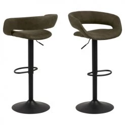 Toilinux Chaises Et Tabourets De Bar Lot De 2 Tabourets De Bar En Tissu Et Métal Vert