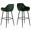 Toilinux Chaises Et Tabourets De Bar Lot De 2 Tabourets De Bar En Tissu Et Métal Vert -Bancs Soldes lot de 2 tabourets de bar en tissu et metal vert 6