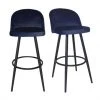 Meubles & Design Chaises Et Tabourets De Bar Lot De 2 Tabourets De Bar En Velours Bleu -Bancs Soldes lot de 2 tabourets de bar en velours bleu