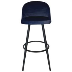 Meubles & Design Chaises Et Tabourets De Bar Lot De 2 Tabourets De Bar En Velours Bleu -Bancs Soldes lot de 2 tabourets de bar en velours bleu 2