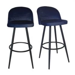 Meubles & Design Chaises Et Tabourets De Bar Lot De 2 Tabourets De Bar En Velours Bleu