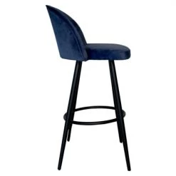 Meubles & Design Chaises Et Tabourets De Bar Lot De 2 Tabourets De Bar En Velours Bleu -Bancs Soldes lot de 2 tabourets de bar en velours bleu 3