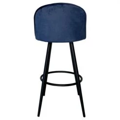Meubles & Design Chaises Et Tabourets De Bar Lot De 2 Tabourets De Bar En Velours Bleu -Bancs Soldes lot de 2 tabourets de bar en velours bleu 4