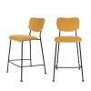 Zuiver Chaises Et Tabourets De Bar Lot De 2 Tabourets De Bar En Velours Côtelé 65cm Jaune Moutarde -Bancs Soldes lot de 2 tabourets de bar en velours cotele 65cm jaune moutarde