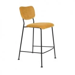 Zuiver Chaises Et Tabourets De Bar Lot De 2 Tabourets De Bar En Velours Côtelé 65cm Jaune Moutarde -Bancs Soldes lot de 2 tabourets de bar en velours cotele 65cm jaune moutarde 3